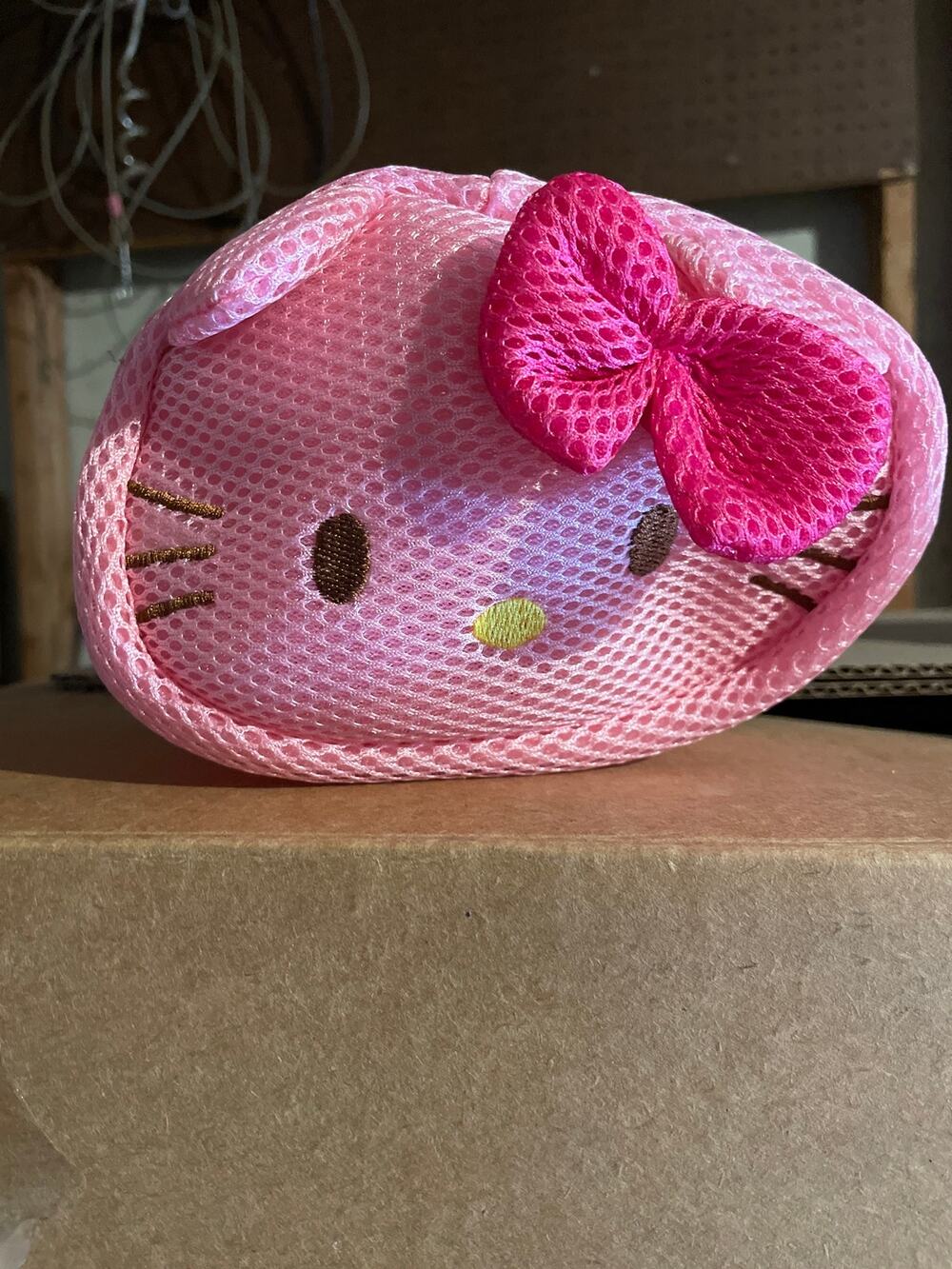Kitty Pink Mesh Zippered Carry Case, laundry bag for little socks.  4x6 inches